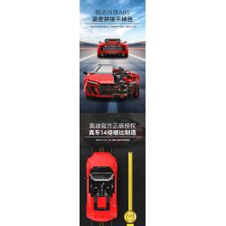 RASTAR 93800-Y 93800 AUDI R8 SPYDER tỷ lệ 1:14 bộ đồ chơi xếp lắp ráp ghép mô hình Speed Champions Racing Cars Đua Xe Công Thức 1440 khối