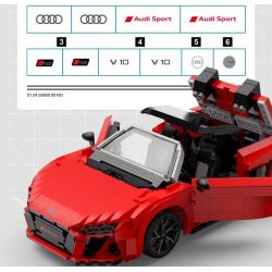 RASTAR 93800-Y 93800 AUDI R8 SPYDER tỷ lệ 1:14 bộ đồ chơi xếp lắp ráp ghép mô hình Speed Champions Racing Cars Đua Xe Công Thức 1440 khối