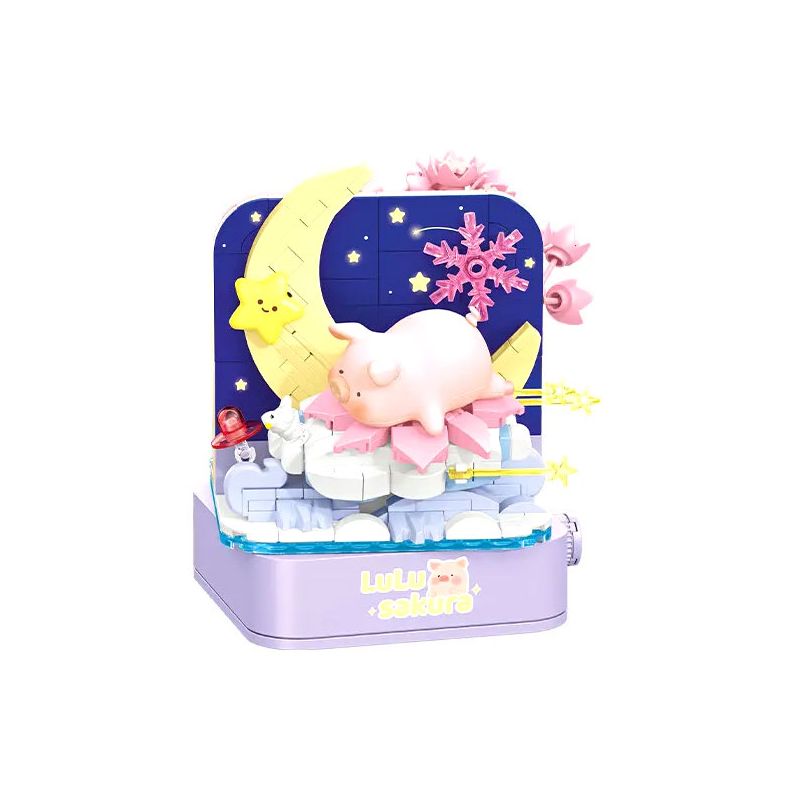 SEMBO 608077 LULU PIG THẾ GIỚI KÉP SAKURA bộ đồ chơi xếp lắp ráp ghép mô hình LULU SAKURA