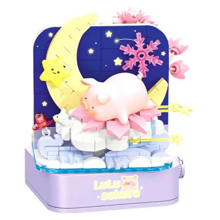 SEMBO 608077 LULU PIG THẾ GIỚI KÉP SAKURA bộ đồ chơi xếp lắp ráp ghép mô hình LULU SAKURA
