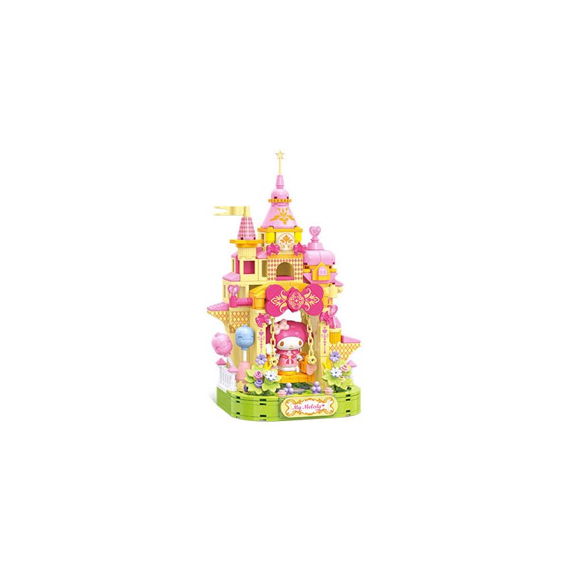 TOP TOY TC2021 2021 CÔNG VIÊN GIẢI TRÍ ĐẦY MÀU SẮC CỦA GIA ĐÌNH SANRIO MELODY HAPPY SWING CASTLE bộ đồ chơi xếp lắp ráp ghép mô hình