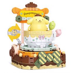 TOP TOY TC2023 2023 CÔNG VIÊN GIẢI TRÍ ĐẦY MÀU SẮC CỦA GIA ĐÌNH SANRIO PUDDING DOG FUN SPIN CUP bộ đồ chơi xếp lắp ráp ghép mô hình