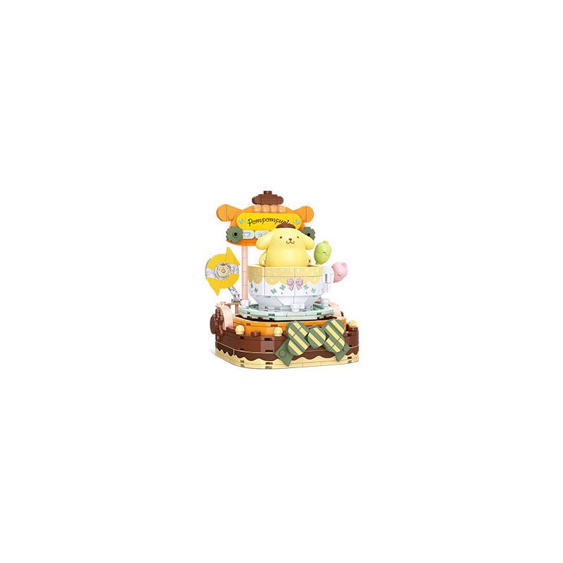 TOP TOY TC2023 2023 CÔNG VIÊN GIẢI TRÍ ĐẦY MÀU SẮC CỦA GIA ĐÌNH SANRIO PUDDING DOG FUN SPIN CUP bộ đồ chơi xếp lắp ráp ghép mô hình