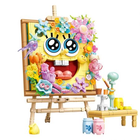 SEMBO 612215 SPONGEBOB SQUAREPANTS NGHỆ THUẬT CỦA HOA bộ đồ chơi xếp lắp ráp ghép mô hình Movie & Game Phim Và Trò Chơi 474 khối