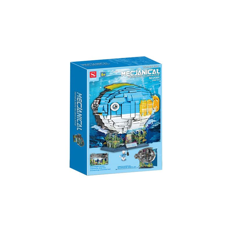 DOUBLE HEIGHT 20811 ĐỒ CHƠI BÁN CƠ THỜI THƯỢNG CÁ KHÍ bộ đồ chơi xếp lắp ráp ghép mô hình MECHANICAL RESEARCH SUBMARINE PUFFER FISH 1938 khối
