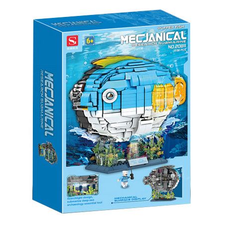DOUBLE HEIGHT 20811 ĐỒ CHƠI BÁN CƠ THỜI THƯỢNG CÁ KHÍ bộ đồ chơi xếp lắp ráp ghép mô hình MECHANICAL RESEARCH SUBMARINE PUFFER FISH 1938 khối