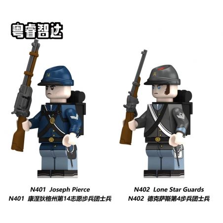 GUANGDONG RUIZHIDA N401 N402 NỘI CHIẾN NHÂN VẬT NHỎ 2 LOẠI bộ đồ chơi xếp lắp ráp ghép mô hình Military Army AMERICAN CIVIL WAR Quân Sự Bộ Đội