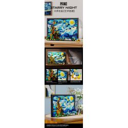 HIGH BOUNDARY DME001 BỨC TRANH NỔI TIẾNG ĐÊM ĐẦY SAO CỦA SƯ PHỤ bộ đồ chơi xếp lắp ráp ghép mô hình Movie & Game STARRY NIGHT Phim Và Trò Chơi 1731 khối