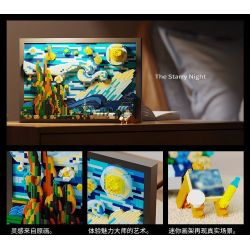 HIGH BOUNDARY DME001 BỨC TRANH NỔI TIẾNG ĐÊM ĐẦY SAO CỦA SƯ PHỤ bộ đồ chơi xếp lắp ráp ghép mô hình Movie & Game STARRY NIGHT Phim Và Trò Chơi 1731 khối