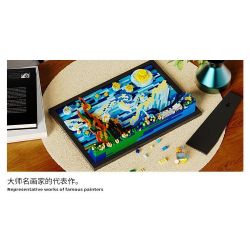 HIGH BOUNDARY DME001 BỨC TRANH NỔI TIẾNG ĐÊM ĐẦY SAO CỦA SƯ PHỤ bộ đồ chơi xếp lắp ráp ghép mô hình Movie & Game STARRY NIGHT Phim Và Trò Chơi 1731 khối