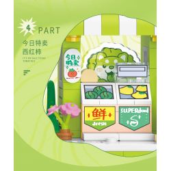 BALODY 21182 YÊU TINH RAU CỦ QUÁN TRÀ SỮA CHÓ BẮP CẢI NƯỚC UỐNG ĐÁ bộ đồ chơi xếp lắp ráp ghép mô hình 819 khối