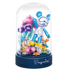 JAKI JK6255 6255 HỘP NHẠC GẤU SAO KHÁM PHÁ BIỂN SÂU bộ đồ chơi xếp lắp ráp ghép mô hình