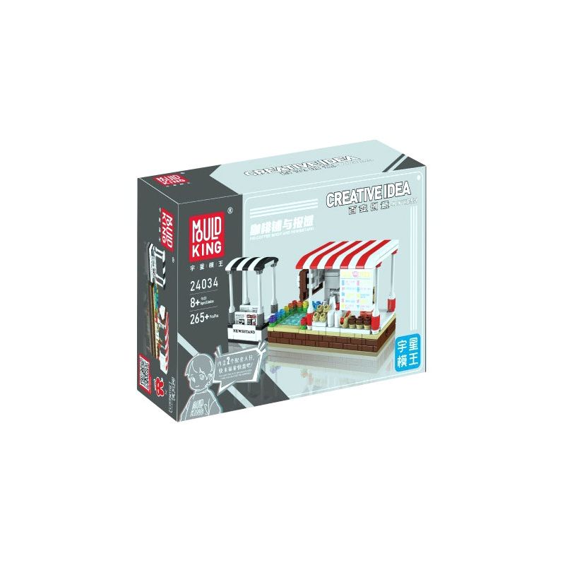 MouldKing 24034 Mould King 24034 MINI QUÁN CÀ PHÊ VÀ QUẦY BÁO bộ đồ chơi xếp lắp ráp ghép mô hình City Thành Phố 265 khối