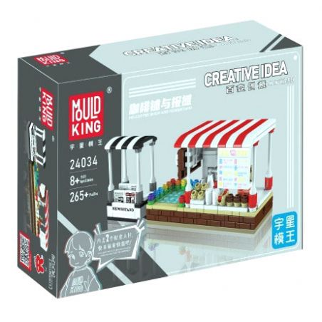 MouldKing 24034 Mould King 24034 MINI QUÁN CÀ PHÊ VÀ QUẦY BÁO bộ đồ chơi xếp lắp ráp ghép mô hình City Thành Phố 265 khối