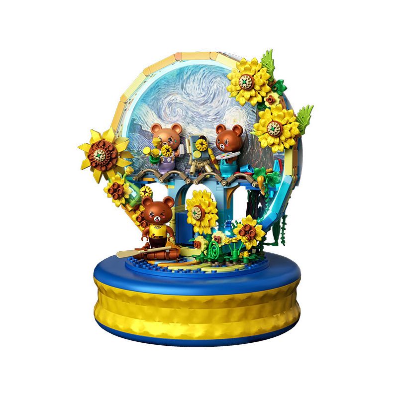 ZHEGAO 623006 HỘP NHẠC HƯỚNG DƯƠNG BẦU TRỜI ĐẦY SAO bộ đồ chơi xếp lắp ráp ghép mô hình STARRY SKY SUNFLOWER 737 khối