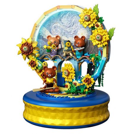 ZHEGAO 623006 HỘP NHẠC HƯỚNG DƯƠNG BẦU TRỜI ĐẦY SAO bộ đồ chơi xếp lắp ráp ghép mô hình STARRY SKY SUNFLOWER 737 khối