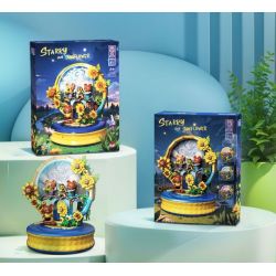 ZHEGAO 623006 HỘP NHẠC HƯỚNG DƯƠNG BẦU TRỜI ĐẦY SAO bộ đồ chơi xếp lắp ráp ghép mô hình STARRY SKY SUNFLOWER 737 khối