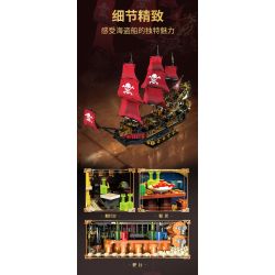 ZHEGAO 653001 CON TÀU CƯỚP BIỂN PHANTOM QUEEN bộ đồ chơi xếp lắp ráp ghép mô hình Pirates Of The Caribbean Cướp Biển Vùng Caribe 3399 khối