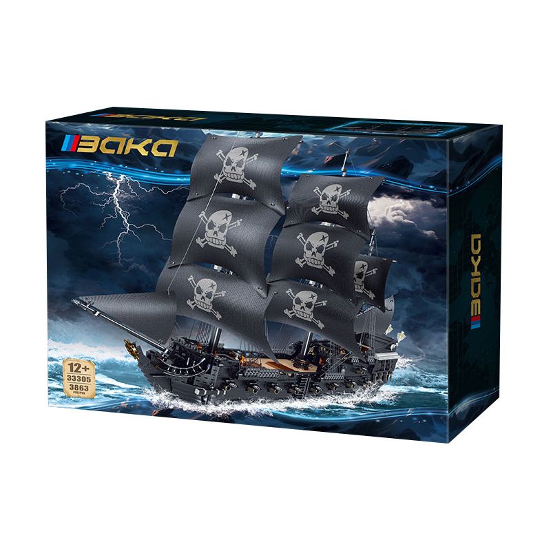 BAKA TECHNOLOGY 33305 TÀU CƯỚP BIỂN ĐEN bộ đồ chơi xếp lắp ráp ghép mô hình Pirates Of The Caribbean Cướp Biển Vùng Caribe 3863 khối