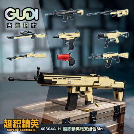 GUDI 40304 CHAOJI ELITE SCAR SÚNG TRƯỜNG TẤN CÔNG 8 TỔ HỢP bộ đồ chơi xếp lắp ráp ghép mô hình Military Army SOF COMBAT ASSAULT RIFLE Quân Sự Bộ Đội 815 khối