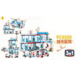FORANGE FC3328 3328 BỆNH VIỆN THÀNH PHỐ 3IN1 bộ đồ chơi xếp lắp ráp ghép mô hình City 687 khối
