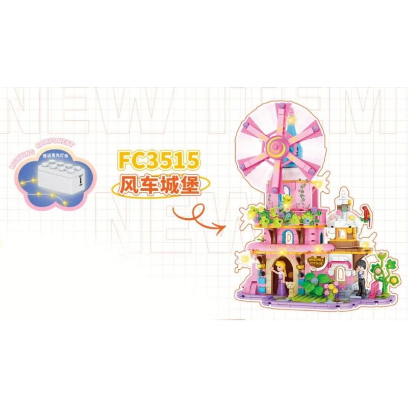 FORANGE FC3515 3515 LÂU ĐÀI CỐI XAY GIÓ bộ đồ chơi xếp lắp ráp ghép mô hình Girl DREAM HOUSE WINDMILL CASTLE Con Gái 699 khối
