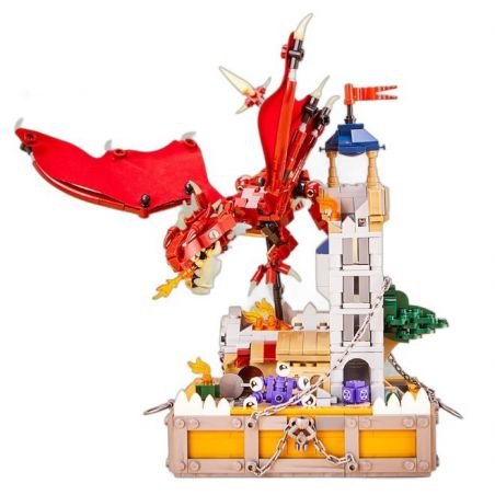 DK 7031 VỆ BINH RỒNG TRẬN CHIẾN THÁP PHÙ THỦY bộ đồ chơi xếp lắp ráp ghép mô hình DRAGON & GUARD BATTLE OF THE WITCH TOWER 927 khối