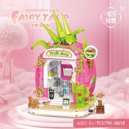 WEILE CREATION 6018 NHÀ THANH LONG bộ đồ chơi xếp lắp ráp ghép mô hình FAIRY TALE TOWN DRAGON FRUIT HOUSE 799 khối