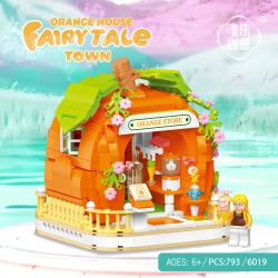 WEILE CREATION 6019 NHÀ MÀU CAM bộ đồ chơi xếp lắp ráp ghép mô hình FAIRY TALE TOWN ORANGE HOUSE 793 khối