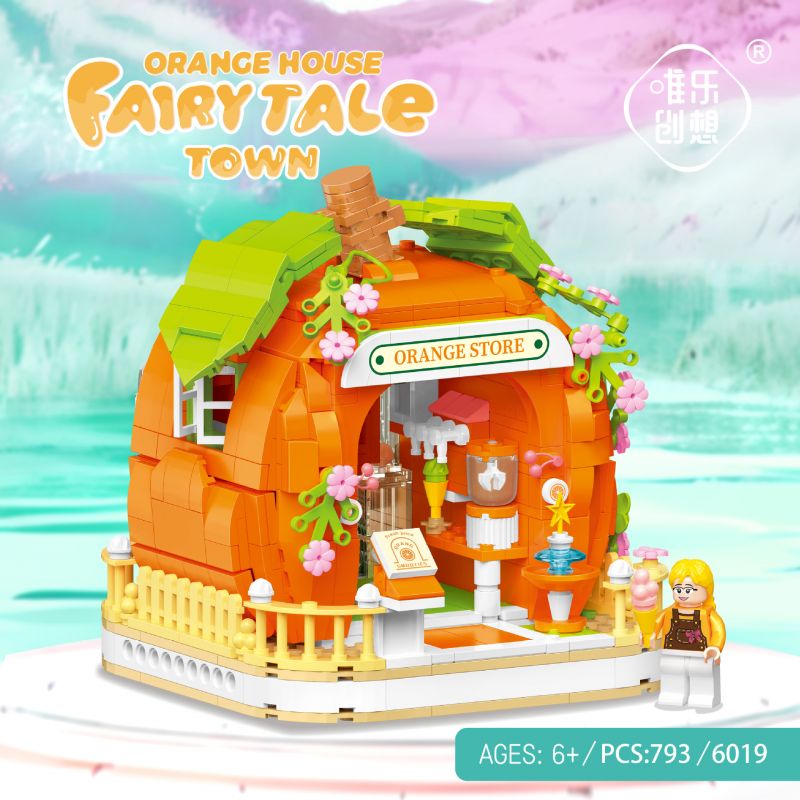 WEILE CREATION 6019 NHÀ MÀU CAM bộ đồ chơi xếp lắp ráp ghép mô hình FAIRY TALE TOWN ORANGE HOUSE 793 khối