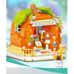 WEILE CREATION 6019 NHÀ MÀU CAM bộ đồ chơi xếp lắp ráp ghép mô hình FAIRY TALE TOWN ORANGE HOUSE 793 khối