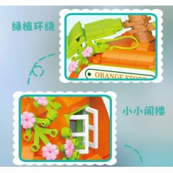 WEILE CREATION 6019 NHÀ MÀU CAM bộ đồ chơi xếp lắp ráp ghép mô hình FAIRY TALE TOWN ORANGE HOUSE 793 khối