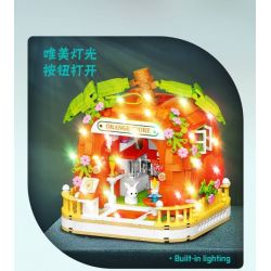 WEILE CREATION 6019 NHÀ MÀU CAM bộ đồ chơi xếp lắp ráp ghép mô hình FAIRY TALE TOWN ORANGE HOUSE 793 khối