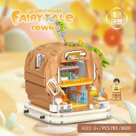 WEILE CREATION 6020 NHÀ DỪA bộ đồ chơi xếp lắp ráp ghép mô hình FAIRY TALE TOWN COCONUT HOUSE 783 khối