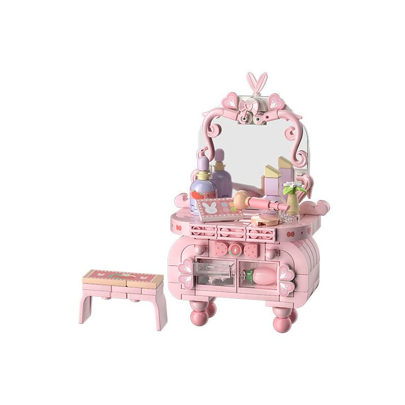 WEKKI 519001 CÔNG CHÚA TRONG MƠ BÀN TRANG ĐIỂM NHỎ MÀU HỒNG bộ đồ chơi xếp lắp ráp ghép mô hình Girl Con Gái