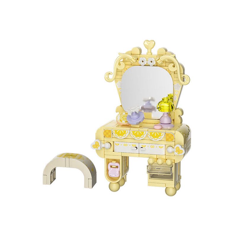 WEKKI 519002 CÔNG CHÚA TRONG MƠ BÀN TRANG ĐIỂM NHỎ MÀU VÀNG bộ đồ chơi xếp lắp ráp ghép mô hình Girl Con Gái