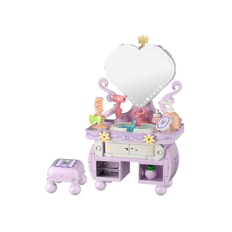 WEKKI 519003 CÔNG CHÚA TRONG MƠ BÀN TRANG ĐIỂM NHỎ YUNMENG MÀU TÍM bộ đồ chơi xếp lắp ráp ghép mô hình Girl Con Gái