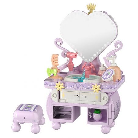 WEKKI 519003 CÔNG CHÚA TRONG MƠ BÀN TRANG ĐIỂM NHỎ YUNMENG MÀU TÍM bộ đồ chơi xếp lắp ráp ghép mô hình Girl Con Gái