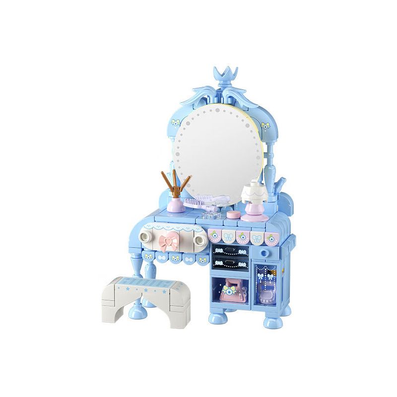 WEKKI 519004 CÔNG CHÚA TRONG MƠ BÀN TRANG ĐIỂM NHỎ NGÔI SAO GIẤC MÀU XANH bộ đồ chơi xếp lắp ráp ghép mô hình Girl Con Gái