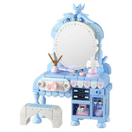 WEKKI 519004 CÔNG CHÚA TRONG MƠ BÀN TRANG ĐIỂM NHỎ NGÔI SAO GIẤC MÀU XANH bộ đồ chơi xếp lắp ráp ghép mô hình Girl Con Gái