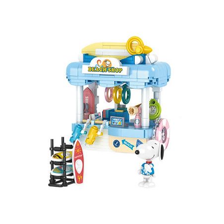 CACO S022 SNOOPY CỬA HÀNG TRÊN BÃI BIỂN bộ đồ chơi xếp lắp ráp ghép mô hình Movie & Game SNOOPY BEACH Phim Và Trò Chơi 337 khối