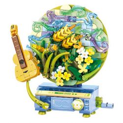 SEMBO 611099 GIAI ĐIỆU NGÔN NGỮ HOA TRONG TIỆM ÂM THANH NHẸ NHÀNG CỦA SÓNG LÚA MÌ bộ đồ chơi xếp lắp ráp ghép mô hình Arts & Crafts FLOWER MOVEMENT 367 khối