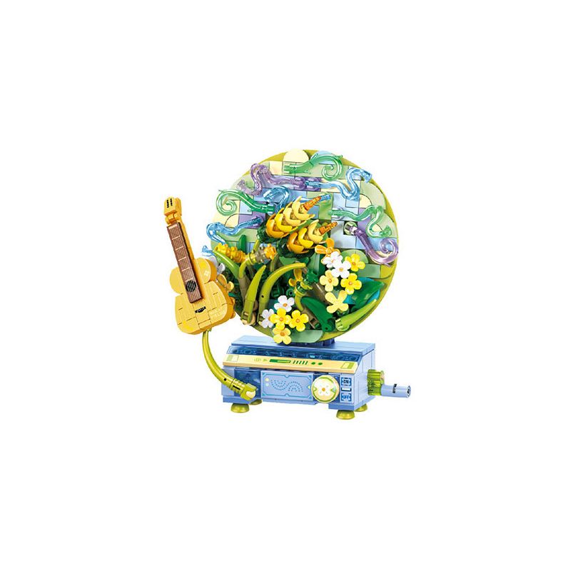 SEMBO 611099 GIAI ĐIỆU NGÔN NGỮ HOA TRONG TIỆM ÂM THANH NHẸ NHÀNG CỦA SÓNG LÚA MÌ bộ đồ chơi xếp lắp ráp ghép mô hình Arts & Crafts FLOWER MOVEMENT 367 khối