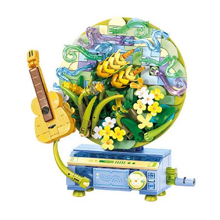 SEMBO 611099 GIAI ĐIỆU NGÔN NGỮ HOA TRONG TIỆM ÂM THANH NHẸ NHÀNG CỦA SÓNG LÚA MÌ bộ đồ chơi xếp lắp ráp ghép mô hình Arts & Crafts FLOWER MOVEMENT 367 khối