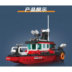 MouldKing 10082 Mould King 10082 THUYỀN CỨU HỎA bộ đồ chơi xếp lắp ráp ghép mô hình City FIRE BOAT Thành Phố 315 khối