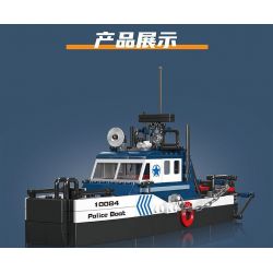 MouldKing 10084 Mould King 10084 THUYỀN CẢNH SÁT bộ đồ chơi xếp lắp ráp ghép mô hình City POLICE BOAT Thành Phố 413 khối