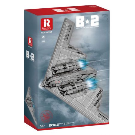 REOBRIX 33038 MÁY BAY NÉM BOM B2 bộ đồ chơi xếp lắp ráp ghép mô hình Military Army B2 BOMBER Quân Sự Bộ Đội 2063 khối