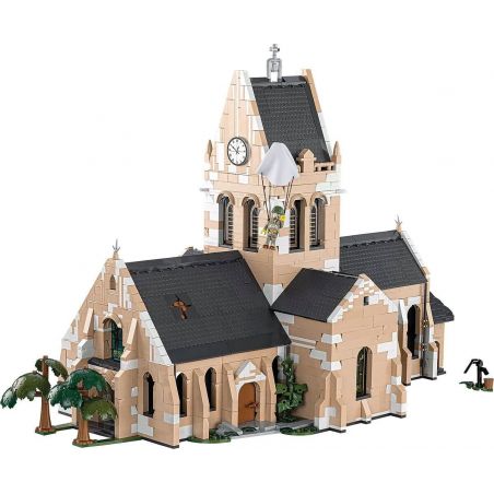 COBI 2299 NHÀ THỜ bộ đồ chơi xếp lắp ráp ghép mô hình Military Army SAINTE-MÈRE-ÉGLISE-CHURCH Quân Sự Bộ Đội 2280 khối