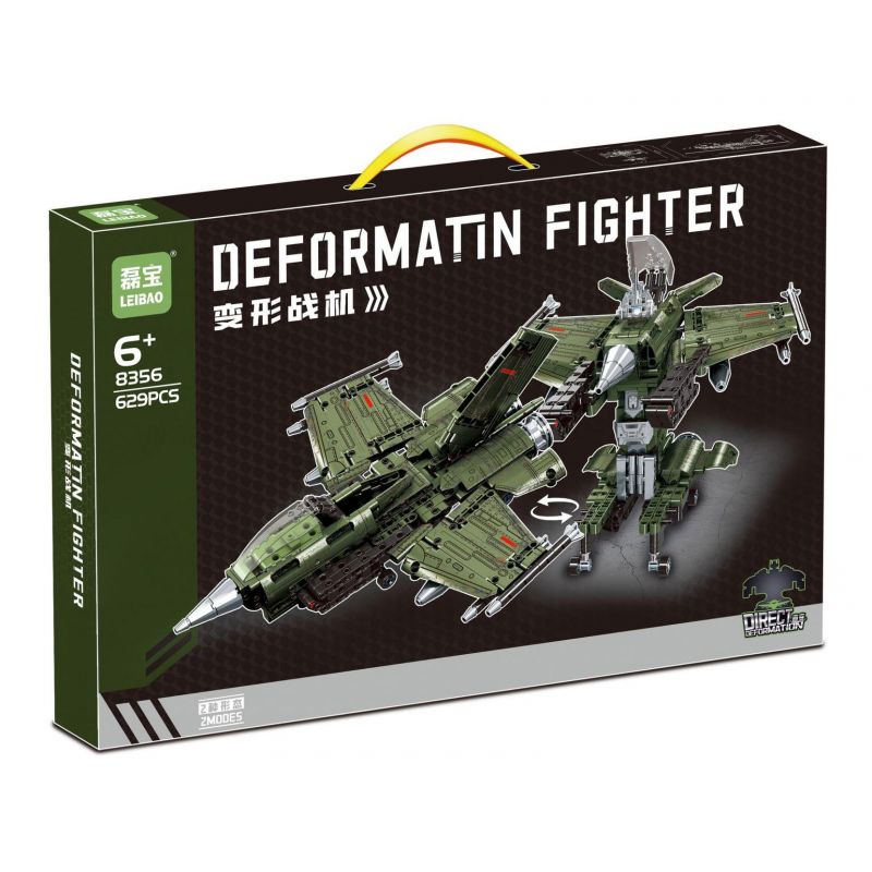 LEIBAO 8356 BIẾN ĐỔI MÁY BAY CHIẾN ĐẤU MÀU XANH LÁ CÂY bộ đồ chơi xếp lắp ráp ghép mô hình Technic Kỹ Thuật Công Nghệ Cao Mô Hình Phương Tiện 629 khối