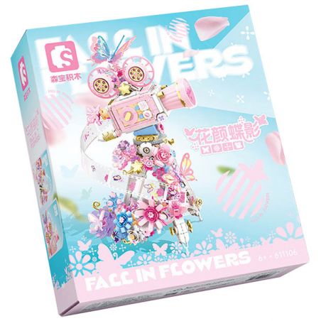 SEMBO 611106 MÁY ẢNH CỔ ĐIỂN HOA VÀ BƯỚM bộ đồ chơi xếp lắp ráp ghép mô hình FALL IN FLOWERS 1109 khối